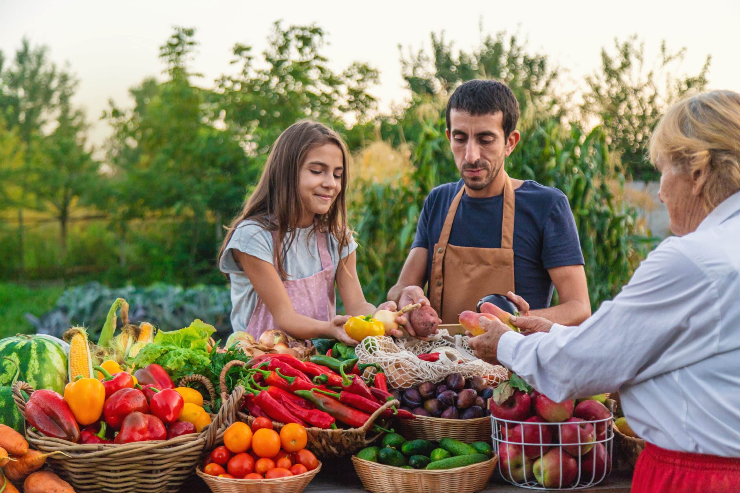 Father,And,Daughter,Sell,Vegetables,And,Fruits,At,The,Farmers